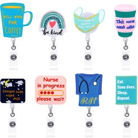 8 Pcs Valentines Day Nurse Badge Reels Cute Felt Retractable Badge Reels Themed Holders Gift for Nurses Doctors ID Badges Name Cards Lanyards Holidays(Delicate Style)