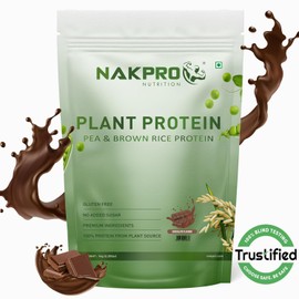 Generic Generic NAK;PRO Vegan Plant Protein Powder| 25.21g Protein, 4.85g BCAA | Pea Protein and Brown Rice Protein Powder for Muscle Gain and Recovery | Plant Based Protein for Men & Women (Chocolate, 1Kg)