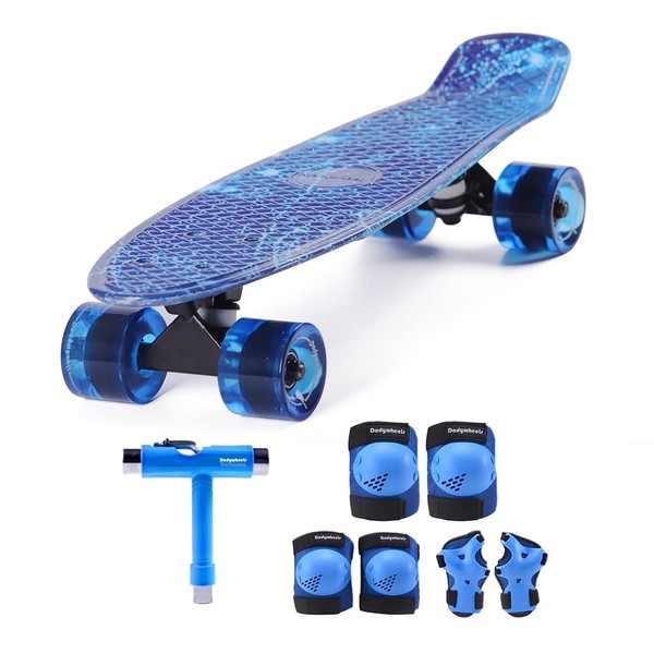 Kids Skateboard Sets for Beginners with Protective Gear and Skate Tool, Blue