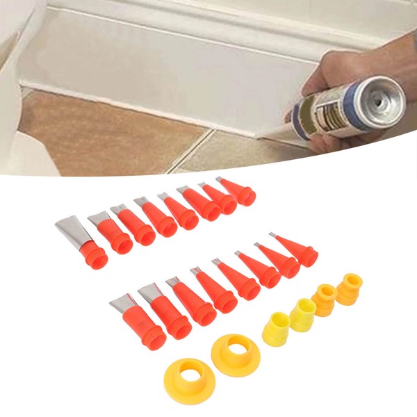 Topyond 16pcs Stainless Steel Caulking Nozzle Applicator and 6pcs Connection