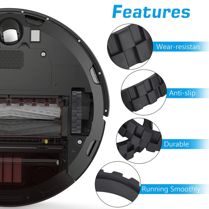 4 Pcs Tires for iRobot Roomba Wheels, No-Slip Wheel Tires