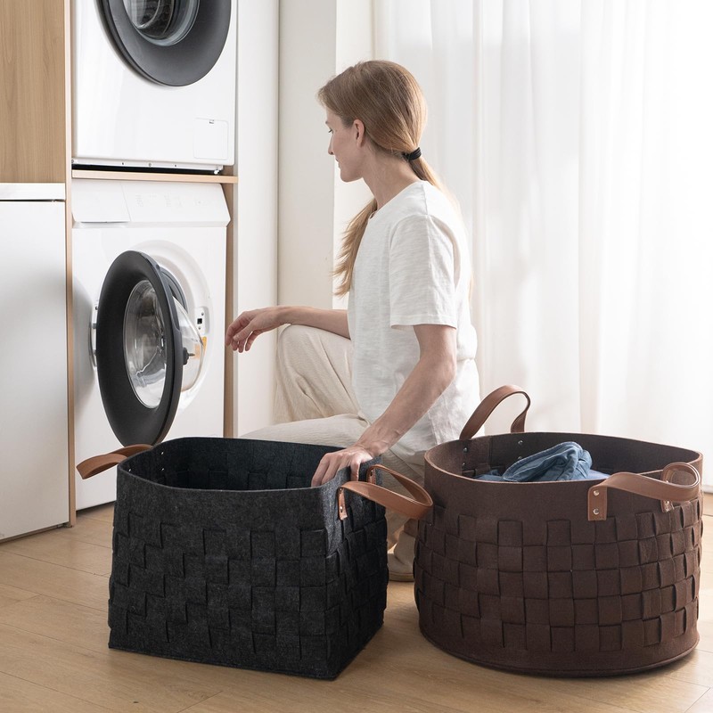 boldmonkey Laundry Basket 20 " x20 x11.8 , Large Felt