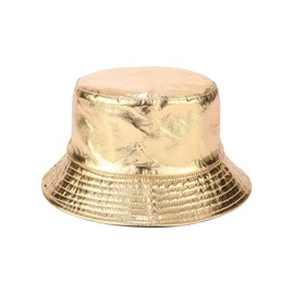 Nanwansu Trendy Waterproof Fisherman Hats Metallic Bucket Hat for Women and Men Gold