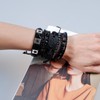 JJDreams Leather Bracelets Black PU Braided Bracelet Set Skull and