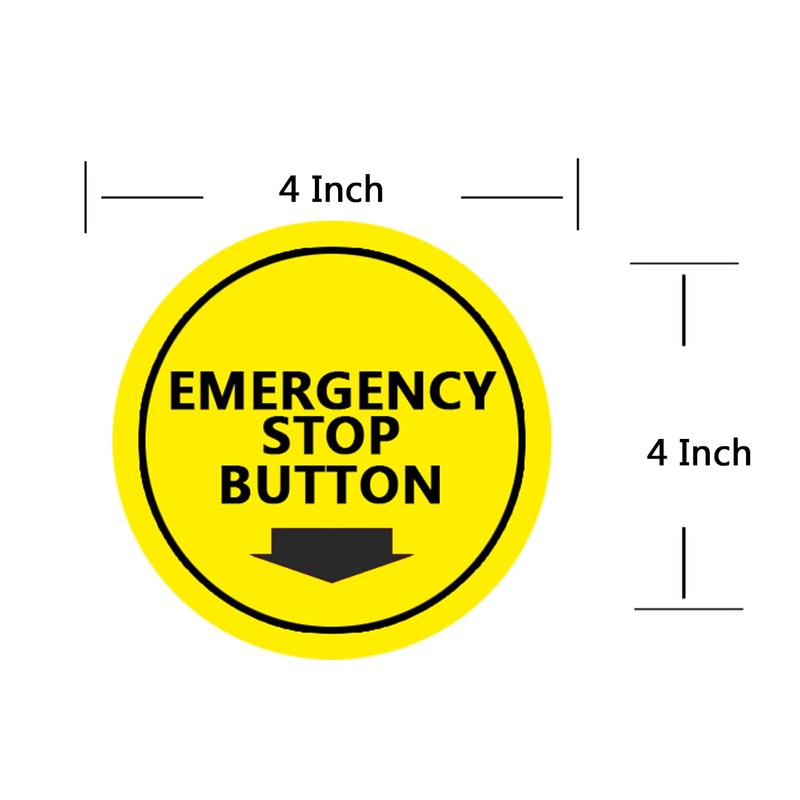 4 Inch Emergency Stop Button Notice Sign for Manufacturing,Warehouse,Machine,Equipments