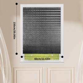 4 Pack Temporary Blackout Blinds, Stick on Curtains Printing Blackout Blinds No Drill Blinds Blackout Curtains for Home Bedroom Bathroom Windows (Gray, 60W x 150H cm)