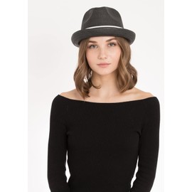 Peter Grimm Depp Natural Straw Fedora - Black (L/XL)