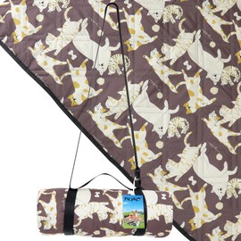 PICYALO Outdoor Picnic Blanket Brown Cat&Dog 80"x80" Large Sandproof Beach Blanket Waterproof Picnic Blankets Foldable for Caming, Beach, Outdoor Activities.