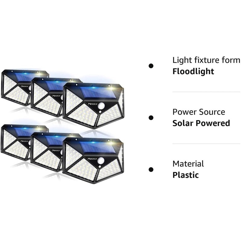 VINHMOR Solar Lights Outdoor 6 Pack, 100LED/3 Modes 270° Lighting