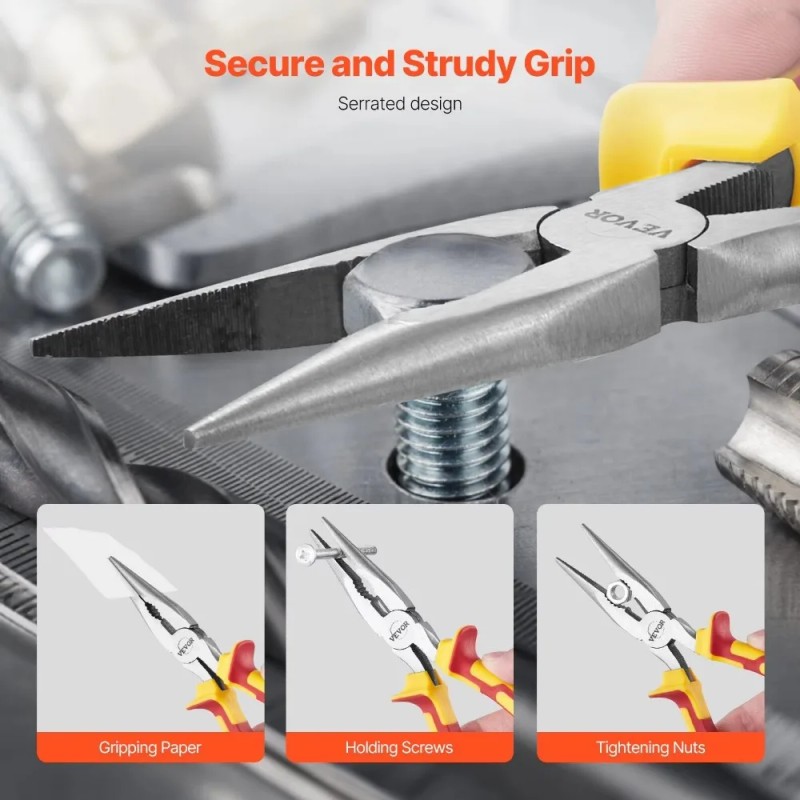 2-Piece Needle Nose Pliers, 8 in Long Needle Nose Plier