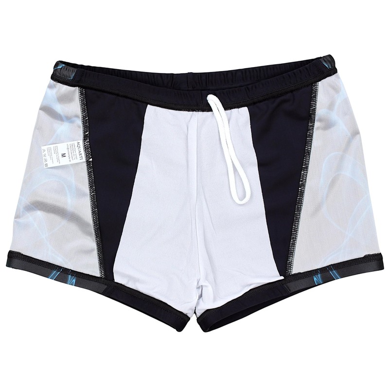 Aquarti Men's Short Striped Swimming Trunks, 16201 Black/Blue, 3 XL