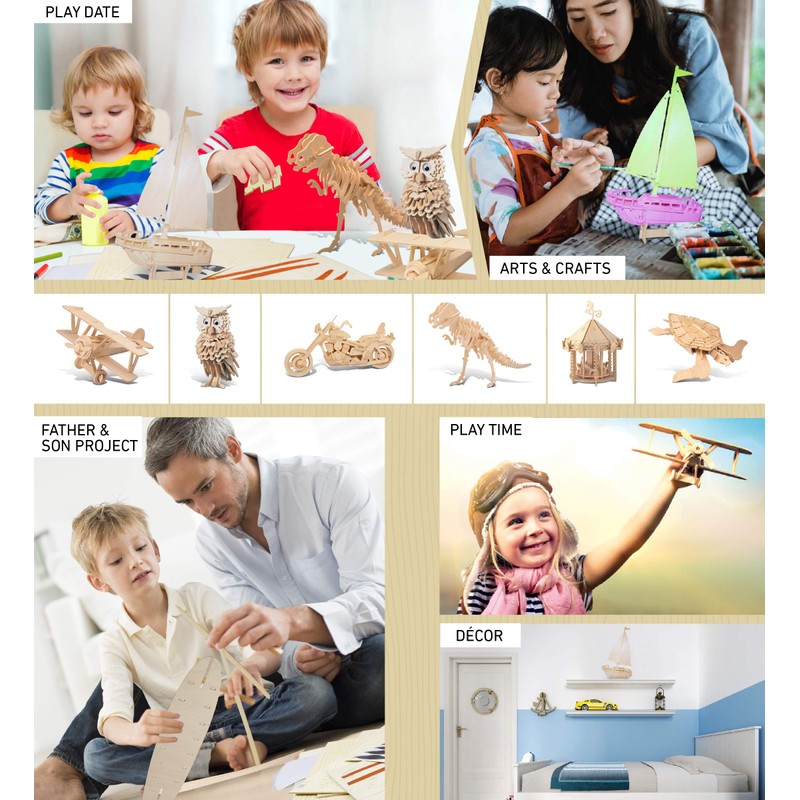 Puzzled 3D Wooden Sailboat Model Puzzle - DIY Construction Kit