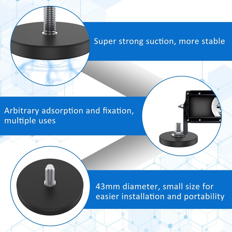 6Pcs Neodymium Mounting Magnet Base - 1.7 Inch Round M6