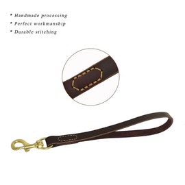 LWBMG Correa corta de piel para perros de 12 pulgadas, correa corta de tráfico para perros grandes, entrenamiento y caminata