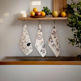 Anupu Home Premium Turkish Cotton Kitchen Hand Towels - Luxurious, Durable & Ultra-Absorbent, Ideal for Gourmet Chefs, 12x20 Inches, Set of 3, Elegant Housewarming Present (Lamb - Rudder - Cats)