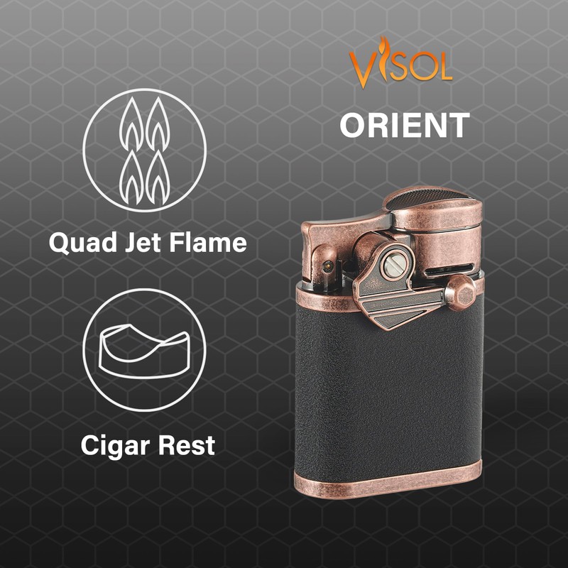 Visol Orient Butane Torch Lighter Quad Flame Refillable Gas Lighter,