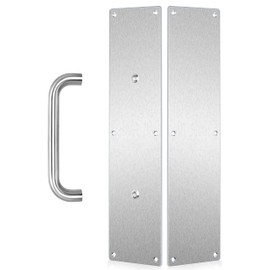 VRSS 304 Stainless Steel Satin Finish Door Push Pull Handles, 100mm Width x 400mm Height x 1.2mm Thick, 180mm Hole to Hole, 200mm Handle Length, 19mm Pull Diameter (2 Pairs)