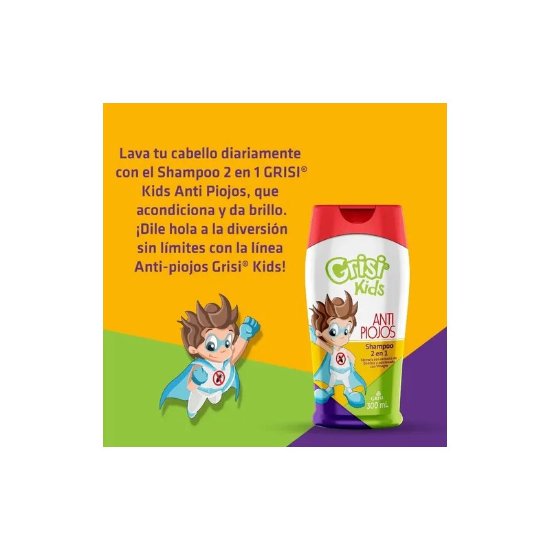 Shampoo 2 En 1 Grisi Kids Antipiojos 300 Ml.