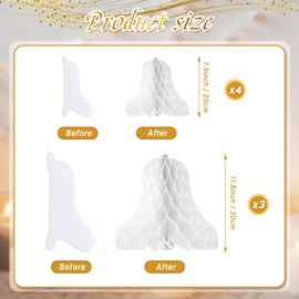 HUIANER White Honeycomb Bells - 7pcs Christmas Wedding Bells Hanging Decor for Weddings Parties Baby Showers