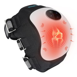 Electric Knee Massager for Relaxation, Heating Pad with 3 Vibration Modes, Heated Knee Brace Wrap, 5000mAh High-capacity Battery, Cordless and Portable Massager, Gift for Men Women, Black, 1 Pack