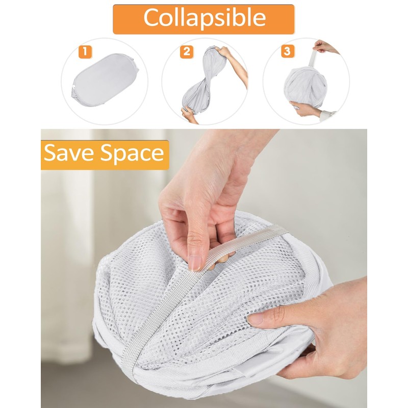 Durable Collapsible Laundry Baskets, Reinforced Mesh Pop Up Laundry Hamper,