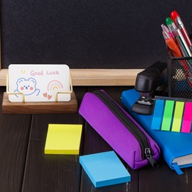 Amyhill 4 Pcs Wood Business Card Holder Display for Desk Metal Wooden Name Card Organizer Business Card Display Holders for Women Men Office Home Decoration(Gold)