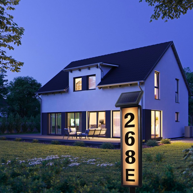 FLSEPAMB Solar Address Sign Lighted Solar House Numbers for Outside