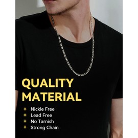 ChainsHouse 4mm Figaro Link Necklace 30inch Stainless Steel Figaro Neck Chains for Women