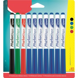 Maped - Box of 10 Marker'Peps Dry Erase Marker Pens Medium Tip 1.5mm - Colours: Blue x 7, Black x 1, Red x 1 and Green x 1