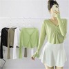 Pole Dance Cover-Up Yoga Wear Workout Pilates Top 04.Khaki Brown/S