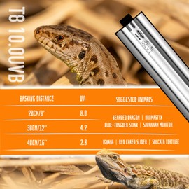 MRREPTILE T8 UVB Reptile Light, 15W 10.0 UVB Lamp for Desert Reptiles, Bearded Dragon UVB Light Bar, UVB Reptile Liner Light Fixture and Tube Bulb