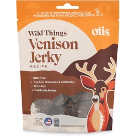 Felicia's Fabulous Finds Otis Wild Things Jerky Dog Treats in 2 Flavor Bundle: (1) Elk and (1) Venison (2 Bags Total, 4 Ounces Each) Protein Packed, Pasture Raised, Grass Fed