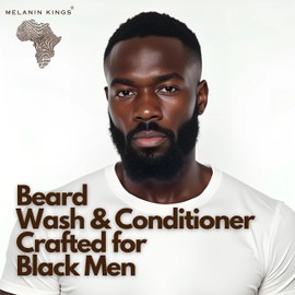 Melanin Kings Beard Wash & Conditioner Set for Black Men – Gently Cleanse, Hydrate & Soften Coarse, Dry and Curly Beards – African Oil Blend with Baobab, Marula, Argan & Jojoba