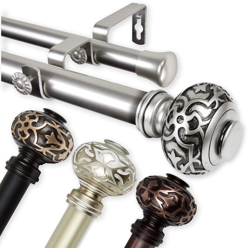 Rod Desyne 1" Maple Double Curtain Rod, 48-84", Gold