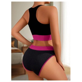 SOLY HUX Women's Color Block Seamless Briefs 5 Packs No Show Comfy Panties Underwear Purple Green Multi X-Large