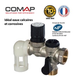 Comap 889216 Groupe de sécurité 889 INOX Safety Angled Stainless Steel for Water Heaters-20 x 27 or 3/4 Inch, Grey