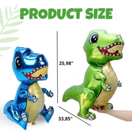 Pack of 3 Big Tyrannosaurus Foil Balloons – 3D Dinosaur Balloons for Birthday Party Dinosaur Foil Balloons Birthday Dinosaur Decorations Dinosaur Baby Shower Decorations (Blue, Green, Orange)