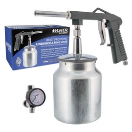 Master Elite Air Undercoating Spray Gun with Regulator & Suction Feed Cup - Apply Sprayable Truck Bed Liner Coating, Rubberized Undercoat, Rust Proofing Paint, Pneumatic Automotive Application Sprayer