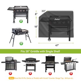 Joiish Waterproof Griddle Cover for Blackstone 28 inch Griddle with Single Shelf, 600D Leak-Proof Grill Cover with Oil-Proof Coating, Windproof