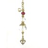 Trace Ellements Brass Fleur de Lis and Burgundy Faceted Glass