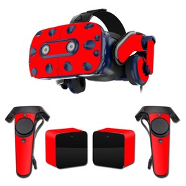 MightySkins Skin Compatible with HTC Vive Pro VR Headset - Solid Red | Protective, Durable, and Unique Vinyl Decal wrap Cover | Easy to Apply, Remove, and Change Styles | Made in The USA