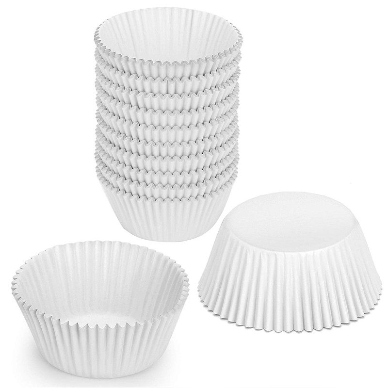 Gifbera White Metallic Foil Cupcake Liners Standard Size Baking Cups,