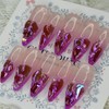 Glass bead purple gradient handmade nail tip - Oval M