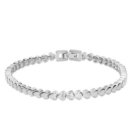 OAK & LUNA Choose Your Style Women's Chain Bracelet - Sterling Silver, 18K Plated or 14K Solid Gold - Bobble, Paperclip, Dot, Rope, Bold Curb, Mirror, Cuff - Custom Length (Heart Dot, Sterling Silver, 6, Inches)