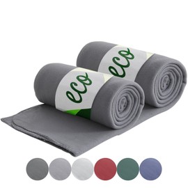 wometo Set of 2 Eco Fleece Blankets Made from 100% Recycled Material + OekoTex and GRS Certified 130 x 160 cm Approx. 400 g Grey with Anti-Pilling and Ribbed Edge