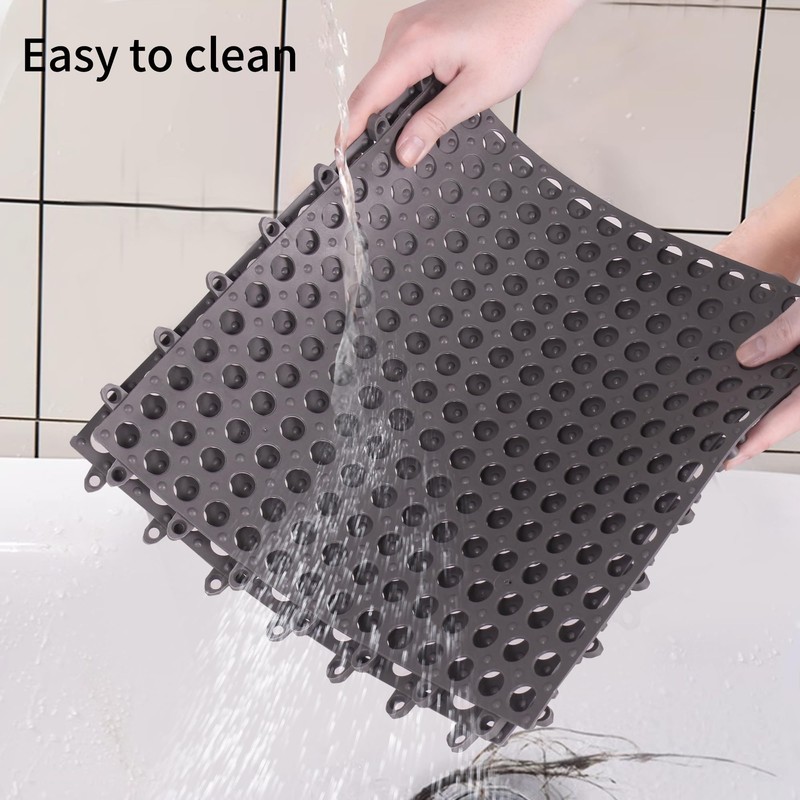 12Pack Interlocking Floor Tiles Soft PVC Non Slip Shower Floor