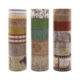 ZMLSED 20 Roll Washi Tape Set, Vintage Brown Film Grid Japanese Decorative Writable Masking Tape for Arts DIY Crafts Scrapbooking Album Bullet Junk Journal Planners Calendars Notebook