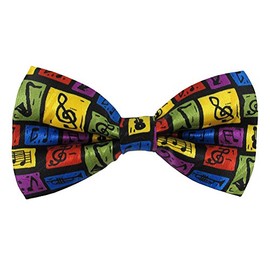 Men's Rainbow Square Notes Pattern Novelty Pre-Tied Adjustable Banded Novelty Bow Tie - Multi