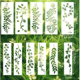14 Pieces Leaf Vine Stencils for Painting Reusable Leaves Stencil for Craft Drawing Template Stencil for Painting on Canvas Wood Wall Paper Furniture DIY Scrapbooks Crafts Home Decor