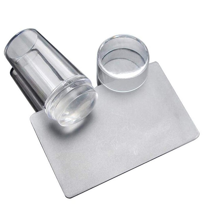2.8CM Head Clear Jelly Silicone Nail Art Stamper Scraper with